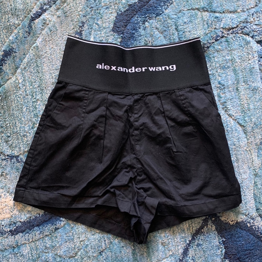 Alexander Wang Logo Safari Elastic Shorts Black